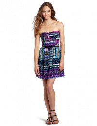 As U Wish Juniors Tribal Print Strapless Dress, Purple, Large As U Wish Juniors Tribal Print Strapless Dress, Purple, Large