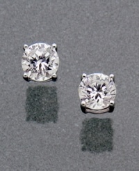 Icy, round-cut cubic zirconia (1-1/2 ct. t.w.) makes you feel as radiant as you are. Stud earrings set in platinum over sterling silver. Icy, round-cut cubic zirconia (1-1/2 ct. t.w.) makes you feel as radiant as you are. Stud earrings set in platinum over sterling silver.