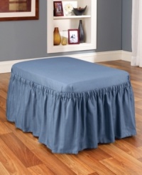 Dense cotton duck instantly transforms any style furniture. Elegant draping and intricate pleating create a renewing finish for your ottoman with this sleek slipcover from Sure Fit. Dense cotton duck instantly transforms any style furniture. Elegant draping and intricate pleating create a renewing finish for your ottoman with this sleek slipcover from Sure Fit.