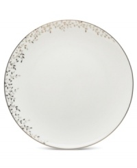 Fringed with shimmering leaves of platinum and mica, this bone china salad plate turns your table into a springtime utopia. Its sleek coupe shape is a vision of modern elegance in platinum-banded white. Fringed with shimmering leaves of platinum and mica, this bone china salad plate turns your table into a springtime utopia. Its sleek coupe shape is a vision of modern elegance in platinum-banded white.
