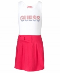 She'll strut with stylish confidence in the this studded sequin tank dress from Guess. She'll strut with stylish confidence in the this studded sequin tank dress from Guess.