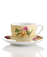 Breathe new life into a classic dinnerware pattern with this Country Rose teacup and saucer set. Lush pink and gold blossoms plucked from the Old Country Roses collection are contrasted by bands of buttermilk-yellow in everyday porcelain. (Clearance) Breathe new life into a classic dinnerware pattern with this Country Rose teacup and saucer set. Lush pink and gold blossoms plucked from the Old Country Roses collection are contrasted by bands of buttermilk-yellow in everyday porcelain. (Clearance)