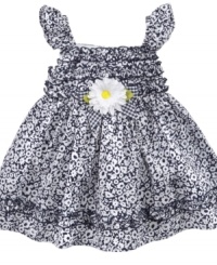 How adorable she is will be black and white in this appealing floral dress from Sweet Heart Rose. How adorable she is will be black and white in this appealing floral dress from Sweet Heart Rose.