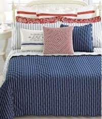 Lauren By Ralph Lauren VILLA MARTINE Bar Stripe Blue & Cream KING Pillowcases Lauren By Ralph Lauren VILLA MARTINE Bar Stripe Blue & Cream KING Pillowcases