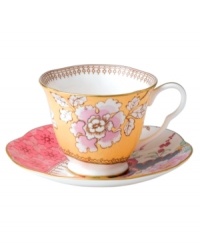 Your table, in bloom. This Floral Bouquet cup and saucer from Wedgewood offers a look of vintage-inspired beauty, featuring fanciful florals, graceful butterflies and lustrous golden accents for a splendid presentation. Your table, in bloom. This Floral Bouquet cup and saucer from Wedgewood offers a look of vintage-inspired beauty, featuring fanciful florals, graceful butterflies and lustrous golden accents for a splendid presentation.