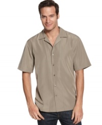 Classic comfort and style come hand-in-hand with this microfiber shirt from Via Europa. Classic comfort and style come hand-in-hand with this microfiber shirt from Via Europa.