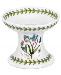 Portmeirion grows Botanic Garden beyond the table with this flowery candlestick. Featuring the white porcelain, colorful blooms and triple-leaf accents of the classic dinnerware collection. Portmeirion grows Botanic Garden beyond the table with this flowery candlestick. Featuring the white porcelain, colorful blooms and triple-leaf accents of the classic dinnerware collection.