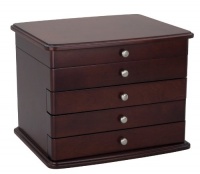 Reed & Barton Sophia, 3 Drawer, Mahogany/Cream Jewelry Chest Reed & Barton Sophia, 3 Drawer, Mahogany/Cream Jewelry Chest