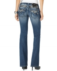 Miss Me makes your denim stand out with this embellished bootcut version. Mild distressing creates a casual look that's just right for your favorite tee! Miss Me makes your denim stand out with this embellished bootcut version. Mild distressing creates a casual look that's just right for your favorite tee!
