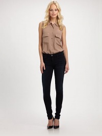 Chic dark-rise denim, crafted in an ultra-skinny silhouette.THE FITMid rise Skinny leg Inseam, about 32 Rise, about 8THE DETAILSZip fly Button closure Five-pocket style 44% rayon/29% cotton/25% cupro/2% polyurethane Machine wash Made in USA of imported fabric Chic dark-rise denim, crafted in an ultra-skinny silhouette.THE FITMid rise Skinny leg Inseam, about 32 Rise, about 8THE DETAILSZip fly Button closure Five-pocket style 44% rayon/29% cotton/25% cupro/2% polyurethane Machine wash Made in USA of imported fabric