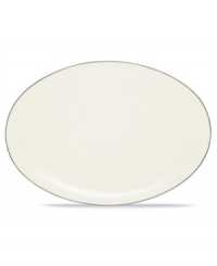 Simple and versatile, the Colorwave Green oval platter is crafted in white stoneware with forest green accents. Mix and match this mealtime essential with dinnerware in coupe and quad shapes to create a table that's an expression of your personal taste. Simple and versatile, the Colorwave Green oval platter is crafted in white stoneware with forest green accents. Mix and match this mealtime essential with dinnerware in coupe and quad shapes to create a table that's an expression of your personal taste.