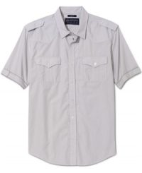 This jacquard-striped shirt from American Rag will ensure your casual look is buttoned up this summer. This jacquard-striped shirt from American Rag will ensure your casual look is buttoned up this summer.