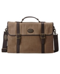 Comfortably carry your essentials and more with this leather-trimmed Portfolio Brief bag from Fossil. Comfortably carry your essentials and more with this leather-trimmed Portfolio Brief bag from Fossil.