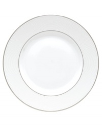 Modern yet timeless, this fine china dinnerware from Lenox is sure to satisfy the style-hungry host. Simply dressed in cream and white stripes and finished with a polished platinum trim, Opal Innocence Stripe dinner plates create an ultra-chic setting to enjoy celebratory meals. Modern yet timeless, this fine china dinnerware from Lenox is sure to satisfy the style-hungry host. Simply dressed in cream and white stripes and finished with a polished platinum trim, Opal Innocence Stripe dinner plates create an ultra-chic setting to enjoy celebratory meals.