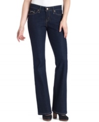 Update your wardrobe in these Levi's bootcut-leg jeans. Featuring a curve-hugging fit and dark, clean wash, they instantly flatter and can be dressed up or down! Update your wardrobe in these Levi's bootcut-leg jeans. Featuring a curve-hugging fit and dark, clean wash, they instantly flatter and can be dressed up or down!