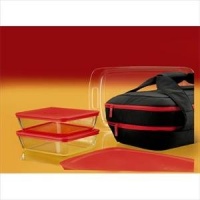 Pyrex Portable 9-Piece Double Decker Set, includes 1-ea 3-qt Easy GrabOblong,Red Plastic Cover, Black Carrier, Large Unipack, 2-ea 6-cupRectangle Storage Dishes, Red Plastic Covers Pyrex Portable 9-Piece Double Decker Set, includes 1-ea 3-qt Easy GrabOblong,Red Plastic Cover, Black Carrier, Large Unipack, 2-ea 6-cupRectangle Storage Dishes, Red Plastic Covers