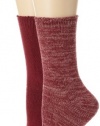 Nine West Women's Marled and Solid Flat Knit 2 Pair Boot Pack Socks