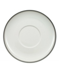 A perfect complement to the Design Naif breakfast cup, this simple saucer features a double-banded edge in premium Villeroy & Boch porcelain. A perfect complement to the Design Naif breakfast cup, this simple saucer features a double-banded edge in premium Villeroy & Boch porcelain.