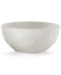 A little bit country. Made for the rigors of daily use but with an embossed design that's entirely graceful, the American Countryside cereal bowl from Mikasa promises well-balanced dining in classic white stoneware. A little bit country. Made for the rigors of daily use but with an embossed design that's entirely graceful, the American Countryside cereal bowl from Mikasa promises well-balanced dining in classic white stoneware.