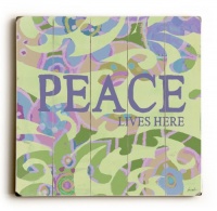 Peace Lives Here 18x18 Artistic Planked Wood Sign by Lisa Weedn Peace Lives Here 18x18 Artistic Planked Wood Sign by Lisa Weedn