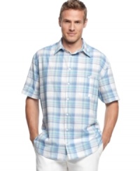 Plaid makes even this relaxed ombre plaid shirt from Perry Ellis pop so you'll stand out in a crowd wherever you are. Plaid makes even this relaxed ombre plaid shirt from Perry Ellis pop so you'll stand out in a crowd wherever you are.
