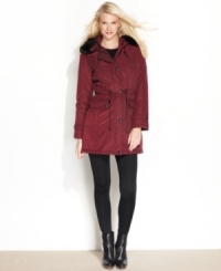 Laundry's stylish anorak features plenty of functional pockets and an adjustable cinched waist for a figure-flattering silhouette! A removable hood with faux-fur trim adds a plush touch to your look. Laundry's stylish anorak features plenty of functional pockets and an adjustable cinched waist for a figure-flattering silhouette! A removable hood with faux-fur trim adds a plush touch to your look.