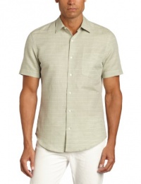 Perry Ellis Men's Short Sleeve Space Dye Woven Shirt