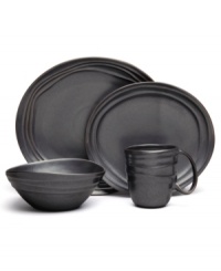 Down-to-earth dinnerware. Designed for every day, the Earth place setting from Nambe has a handcrafted feel in free-flowing stoneware with wavy edges and a steely sheen. Down-to-earth dinnerware. Designed for every day, the Earth place setting from Nambe has a handcrafted feel in free-flowing stoneware with wavy edges and a steely sheen.