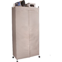 Wardrobe Portable Closet Premium Chrome w/ USA-Made Cover Khaki - Shop At Clares #WRD100-Kha Wardrobe Portable Closet Premium Chrome w/ USA-Made Cover Khaki - Shop At Clares #WRD100-Kha