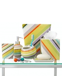 Look good, feel good! Featuring modern hues, fun shapes and bold stripes, the Cabana Stripe soap dish renews your space with style. Look good, feel good! Featuring modern hues, fun shapes and bold stripes, the Cabana Stripe soap dish renews your space with style.