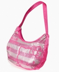 Cute carryall. She can bring her favorite kitty along with all her essentials in this dainty sequined hobo bag from Hello Kitty. Cute carryall. She can bring her favorite kitty along with all her essentials in this dainty sequined hobo bag from Hello Kitty.