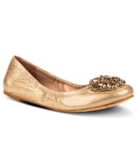 Pretty toes. Vince Camuto's Parissa flats feature rhinestones on the toe for a look that's every bit as sparkly as it is fancy. Pretty toes. Vince Camuto's Parissa flats feature rhinestones on the toe for a look that's every bit as sparkly as it is fancy.