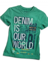 GUESS Kids Boys Big Boy Denim Is Our World Tee, GREEN (16/18) GUESS Kids Boys Big Boy Denim Is Our World Tee, GREEN (16/18)