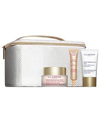 Clarins trio of firming treatments visibly lifts, tightens and tones with smoothing and firming benefits that are immediate and long-lasting. Set includes: Full Size Extra-Firming Day Cream Travel-Size Extra-Firming Night CreamTravel-Size Extra-Firming Tightening Lift Botanical Serum Clarins trio of firming treatments visibly lifts, tightens and tones with smoothing and firming benefits that are immediate and long-lasting. Set includes: Full Size Extra-Firming Day Cream Travel-Size Extra-Firming Night CreamTravel-Size Extra-Firming Tightening Lift Botanical Serum
