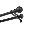 Kenney Double Matte Window Curtain Rod Ball End, 36 to 66-Inch, Black