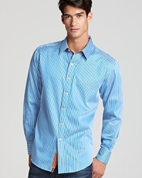 Robert Graham updates the classic banker stripe pattern with tartan plaid contrast details, a deft move from the always exciting designer. Outstanding with jeans, and even better dressed up with a blazer, Robert Graham updates the classic banker stripe pattern with tartan plaid contrast details, a deft move from the always exciting designer. Outstanding with jeans, and even better dressed up with a blazer,