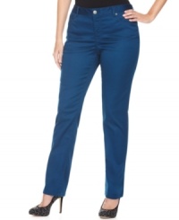 Get the look of the season with straight-leg colored plus size denim from INC. These jeans still feature the fabulous fit you love! Get the look of the season with straight-leg colored plus size denim from INC. These jeans still feature the fabulous fit you love!