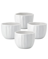 Look and feel. The purity of white china and natural texture beloved by Donna Karan make Porcelain Touch teacups a brilliant addition to modern tables. Look and feel. The purity of white china and natural texture beloved by Donna Karan make Porcelain Touch teacups a brilliant addition to modern tables.