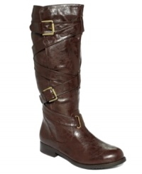 Crisscrossing straps decorate the shaft of the Dayton boots by Barefoot Tess, adding some dimension to this otherwise classic style. Crisscrossing straps decorate the shaft of the Dayton boots by Barefoot Tess, adding some dimension to this otherwise classic style.