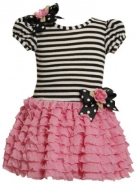 Bonnie Jean Girls 2-6X Knit Bodice To Drop Waist Multi Ruffle Skirt, Pink, 2T Bonnie Jean Girls 2-6X Knit Bodice To Drop Waist Multi Ruffle Skirt, Pink, 2T