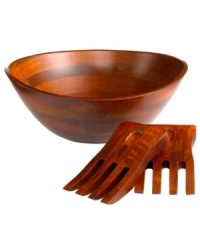Incorporate the natural richness of cherry wood into any setting with the Lipper International salad set. Showcasing everything from greens to pasta, this handsome bowl is complemented by salad hands for tossing and plating the meal. Incorporate the natural richness of cherry wood into any setting with the Lipper International salad set. Showcasing everything from greens to pasta, this handsome bowl is complemented by salad hands for tossing and plating the meal.