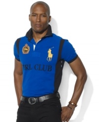 A custom-fitting PRL CLUB rugby shirt celebrating the St. Moritz Polo World Cup on Snow receives an authentic feel with Ralph Lauren's embroidered Big Pony. A custom-fitting PRL CLUB rugby shirt celebrating the St. Moritz Polo World Cup on Snow receives an authentic feel with Ralph Lauren's embroidered Big Pony.