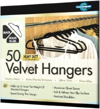Closet Complete Ultra Thin Heavy Duty No Slip Velvet Suit Hangers, Black, Set of 50 Closet Complete Ultra Thin Heavy Duty No Slip Velvet Suit Hangers, Black, Set of 50