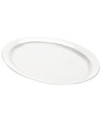 Sit down to a stylish table with the Hightown oval platter by Martha Stewart Collection. Contemporary bone china dinnerware with a distinct platinum pattern puts modern sophistication at the top of your menu. Sit down to a stylish table with the Hightown oval platter by Martha Stewart Collection. Contemporary bone china dinnerware with a distinct platinum pattern puts modern sophistication at the top of your menu.