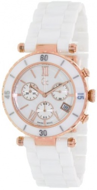 GUESS Women's Gc DIVER CHIC White Ceramic Chronograph
