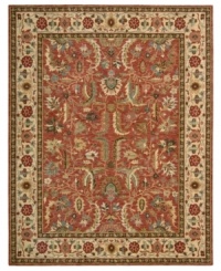 A sensually rich botanical motif adorns the pure wool Terracotta rug. Inspired by a millennia-old weaving tradition, it is meticulously dyed in a rich palette of earthy hues to bring a unique accent of refinement to virtually any room. A sensually rich botanical motif adorns the pure wool Terracotta rug. Inspired by a millennia-old weaving tradition, it is meticulously dyed in a rich palette of earthy hues to bring a unique accent of refinement to virtually any room.