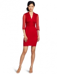 Catherine Malandrino Women's V-Neck Chiffon Dress, Red, 10 Catherine Malandrino Women's V-Neck Chiffon Dress, Red, 10