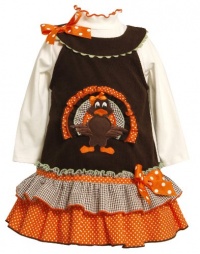 Bonnie Jean Girls 2-6X Corduory Turkey Applique Jumper Set, Brown, 2T Bonnie Jean Girls 2-6X Corduory Turkey Applique Jumper Set, Brown, 2T