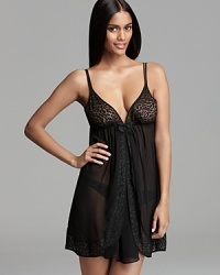 With exotic animal-print cups and trim, this Oscar de la Renta Pink Label chemise makes a sultry statement. With exotic animal-print cups and trim, this Oscar de la Renta Pink Label chemise makes a sultry statement.