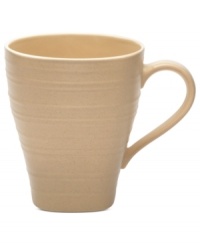 With the look of hand-thrown pottery in hard-wearing stoneware, the Swirl square mug from Mikasa enhances casual meals with fuss-free elegance. A matte finish with glazed accents adds stylish distinction to a serene tan hue. With the look of hand-thrown pottery in hard-wearing stoneware, the Swirl square mug from Mikasa enhances casual meals with fuss-free elegance. A matte finish with glazed accents adds stylish distinction to a serene tan hue.